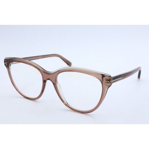 New Tom Ford TF 5618-B 045 Cat Eye Trans Brown Eyeglasses Clear Lenses 54mm